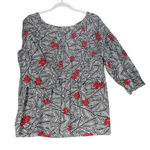 J Jill Blouse Womens Size XL Petite PXL Top Shirt Smocked Bodice Peasant Boho